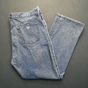 VTG Guess Jeans Mens 40x32 Light Acid Wash Straight Leg Made in USA AST001-32
